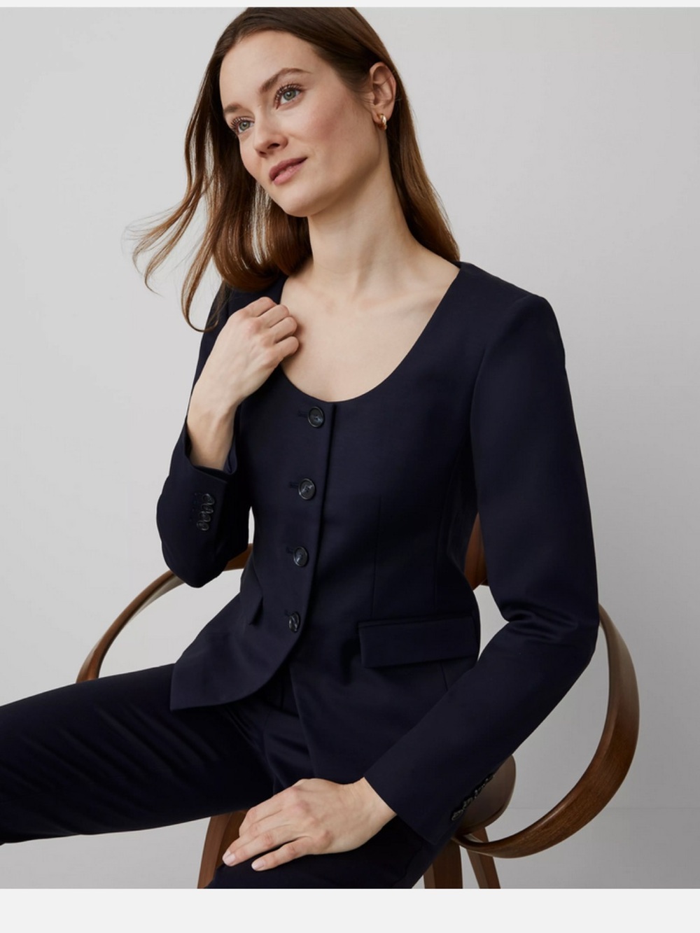 Ann Taylor Stretch Cotton U-Neck Jacket Size 6